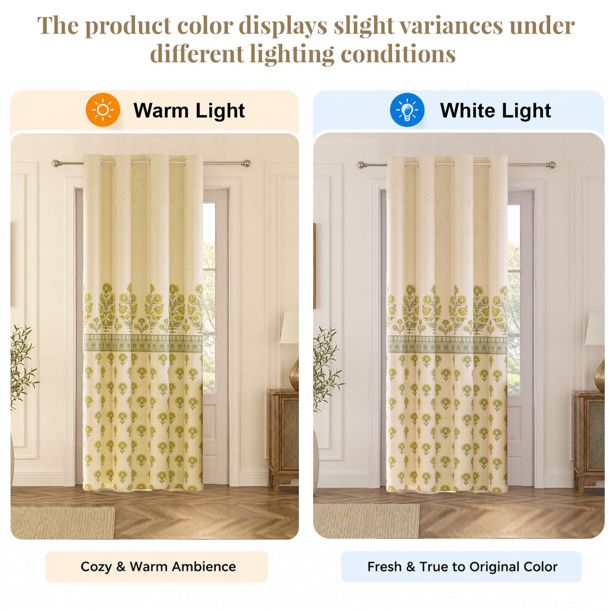 HOKIPO Harmony Printed Eyelet Curtains, 7 Feet Long - Marigold Grove - image 6