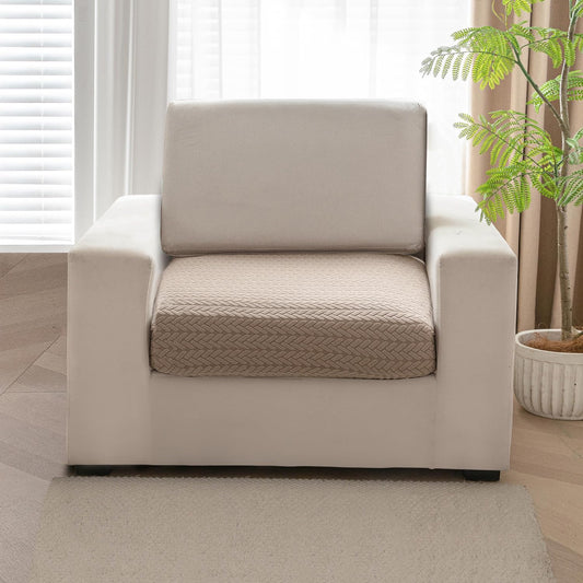 Stretchable Thick Jacquard Textured Seat Couch Cushion Cover for 1/2/3 Seaters, Brown