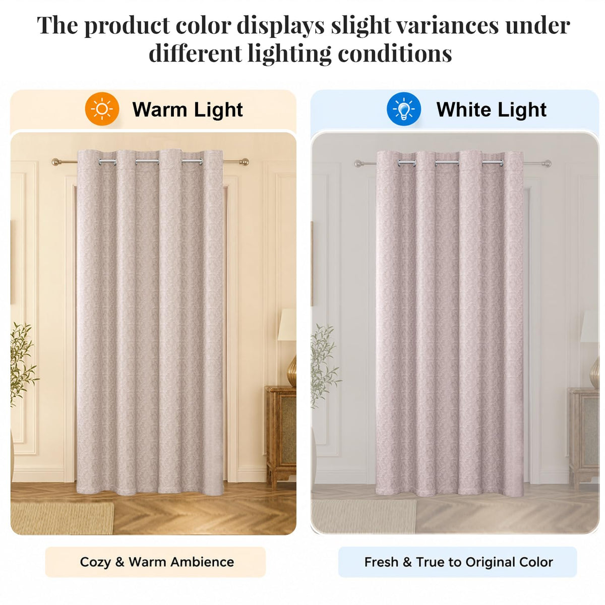 HOKIPO Marrakesh Jacquard Eyelet Curtains, 7 Feet Long - Muted Blush - image 6