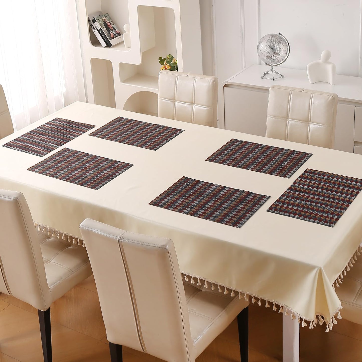 RhombusEcho Washable PVC Mats for Dining Table - Royal Maroon