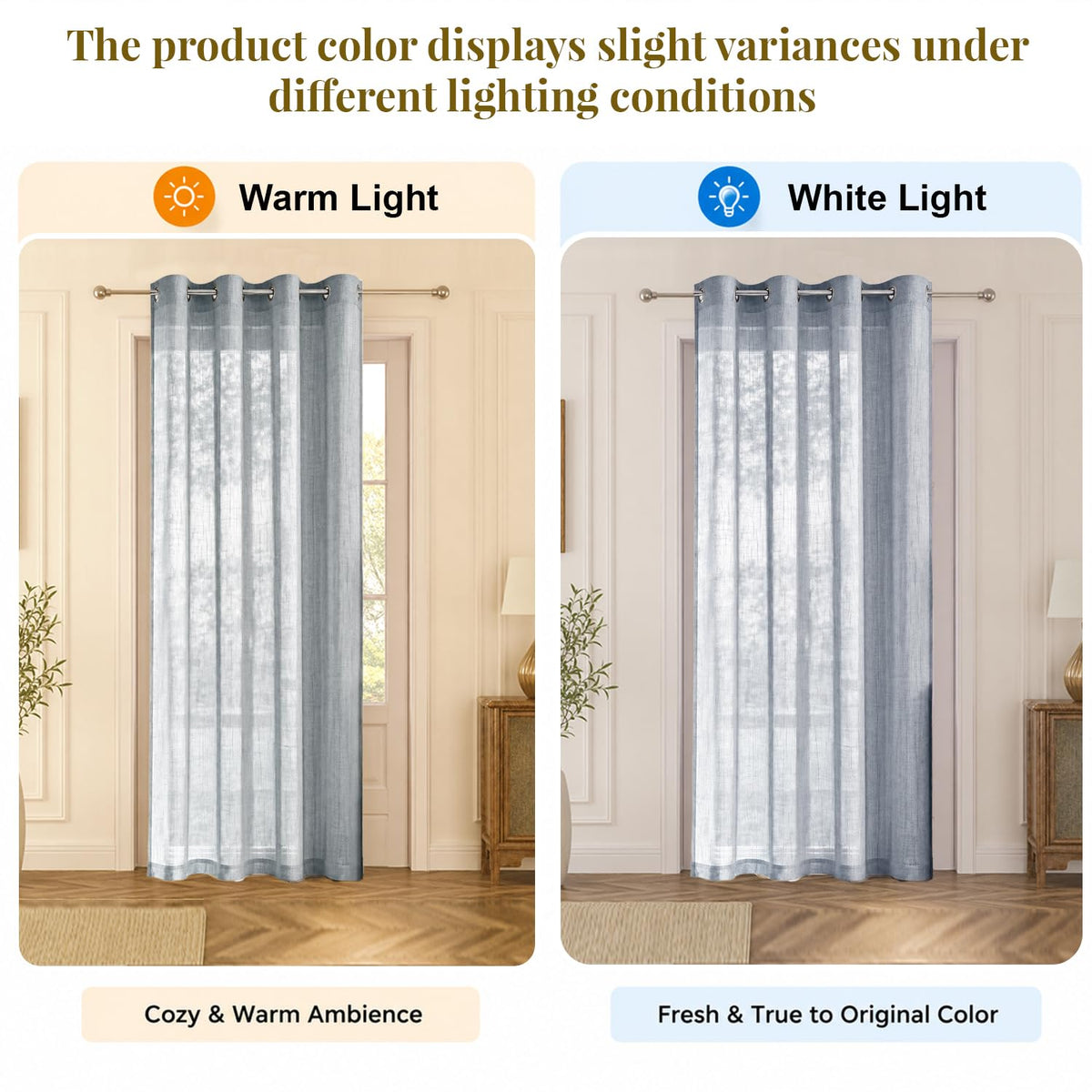 HOKIPO Breeze Sheer Curtains, 7 Feet Long - Slate Grey - image 5