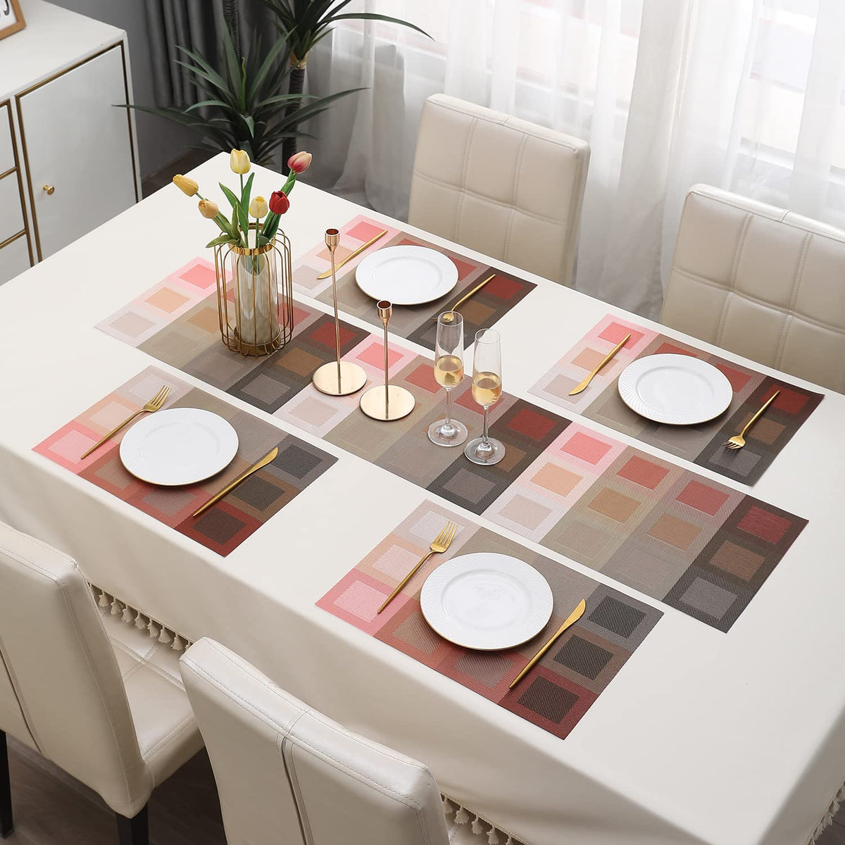 PVC Dining Table Mats, Gradient Red