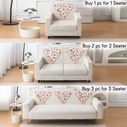 Printed Quilted Sofa Cover Mats,Light Peach Candytuft