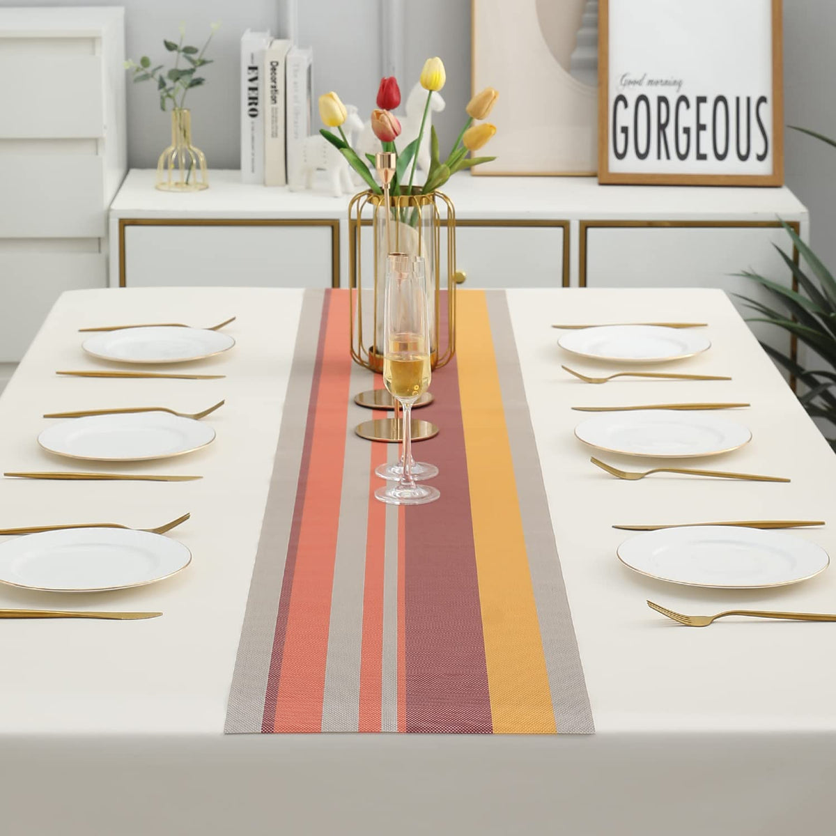 Buy Multicolour PVC Dining Table Runner for 6 Seater Tables | HOKIPO