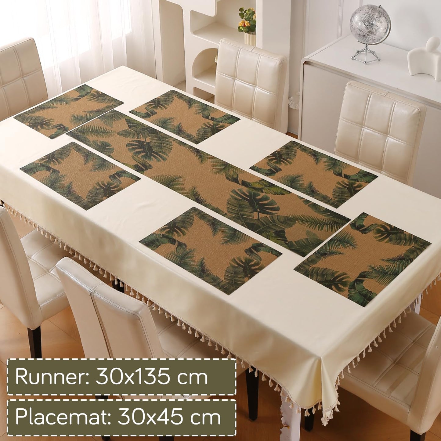 Botanical Tropic PVC Mats for Dining Table - Palm Leaves