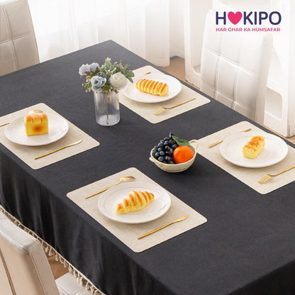 Modern Weaves Royal Luxe Faux Leather Mats for Dining Table - Vanilla Beige