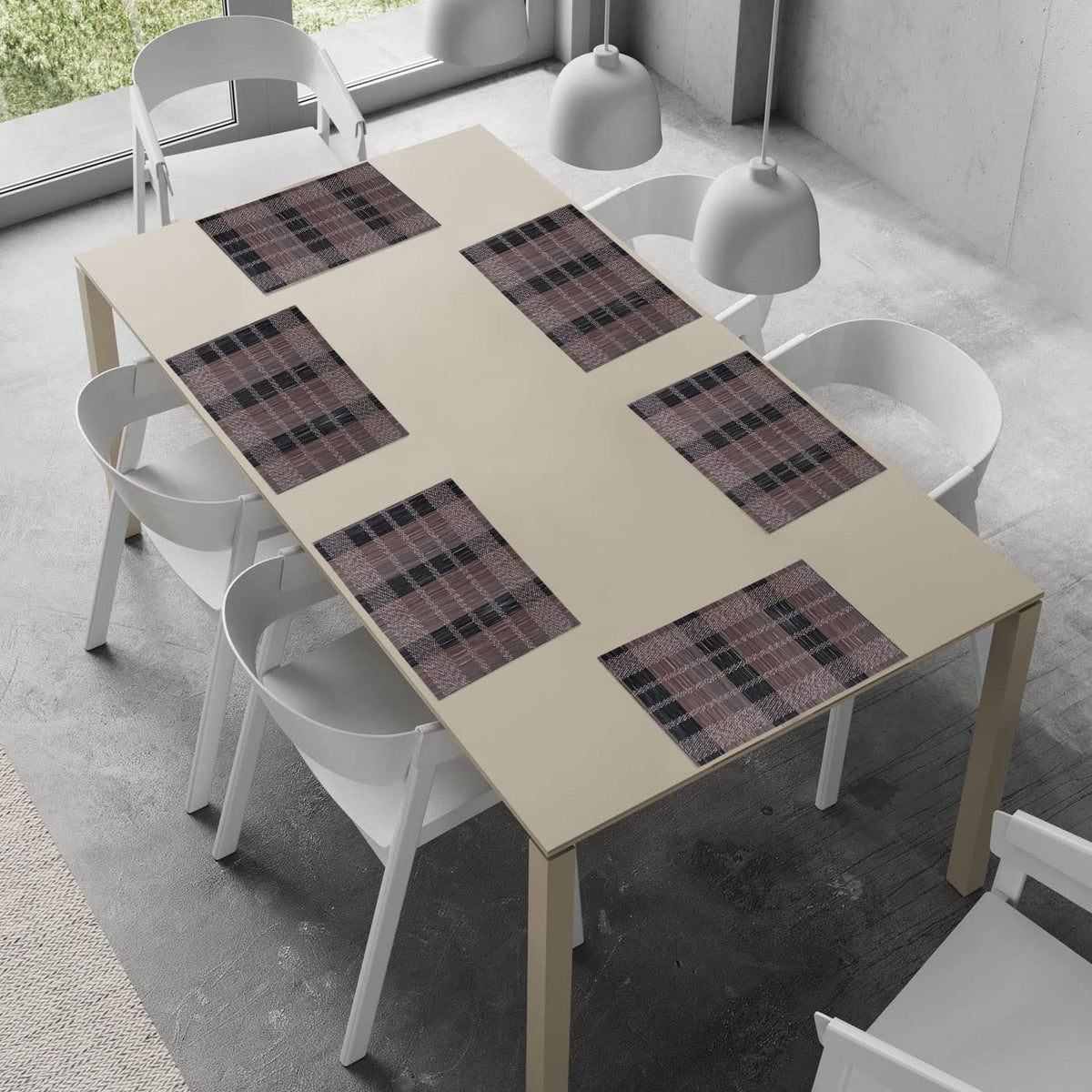 Buy Brown Black colour bamboo dining table mat set of 6 | Hokipo
