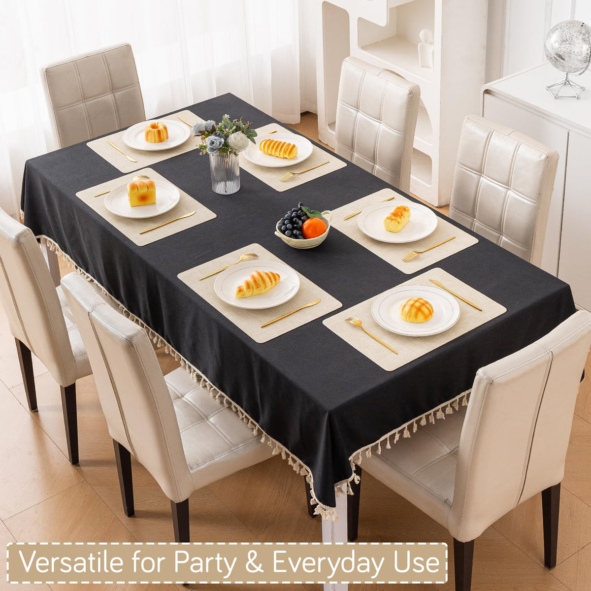 Modern Weaves Royal Luxe Faux Leather Mats for Dining Table - Vanilla Beige