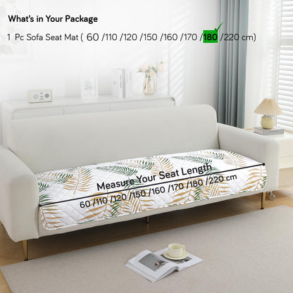 Quilted, Waterproof and Anti-Slip Sofa Cover Mat, Palm Leaves Forest Green
