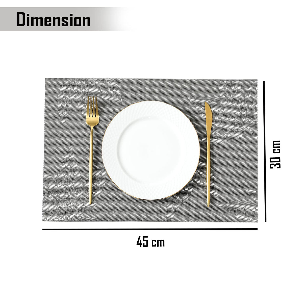 PVC Dining Table Mats, Grey Maple Leaf