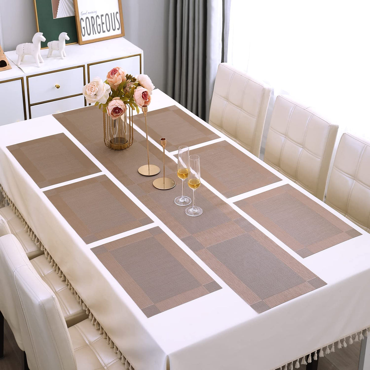 PVC Dining Table Mats, Copper Brown