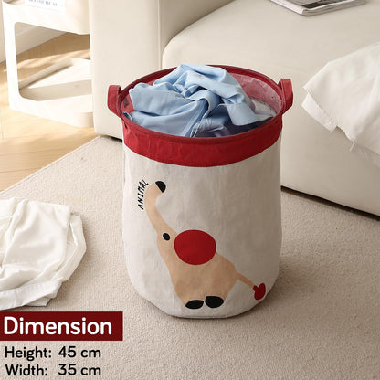 Fun Laundry Bag for Kids, Elephant Print Toy Organiser Storage Basket