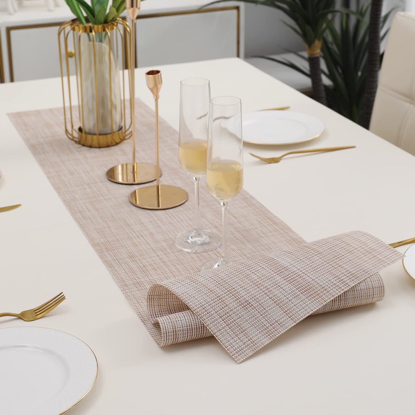 PVC Table Runner, Beige