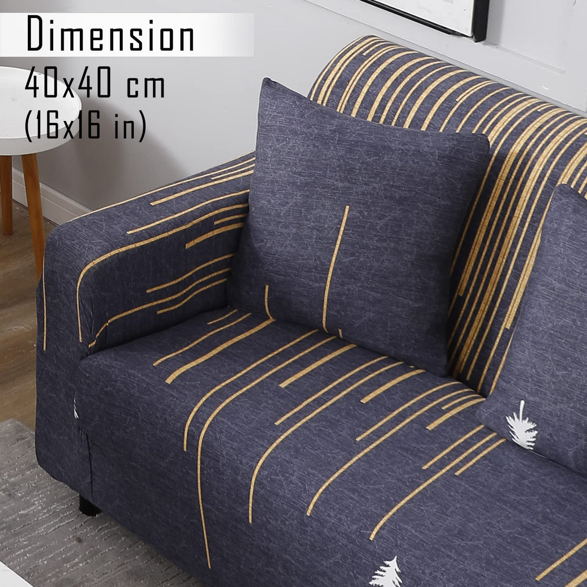 Midnight Blue Lines Printed zippered sofa pillow covers Set of 2