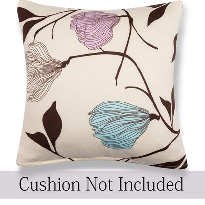 Fancy Beige Brown Leaves Floral Print zippered cushion cover online