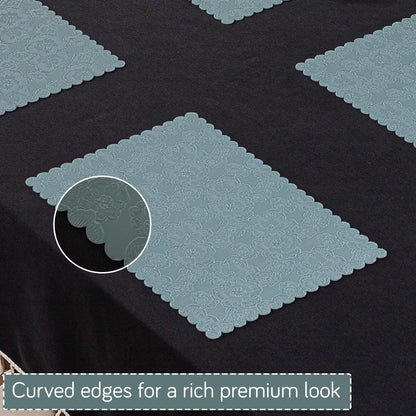 Florista Blush Royal Luxe Faux Leather Mats for Dining Table - Spirit Blue