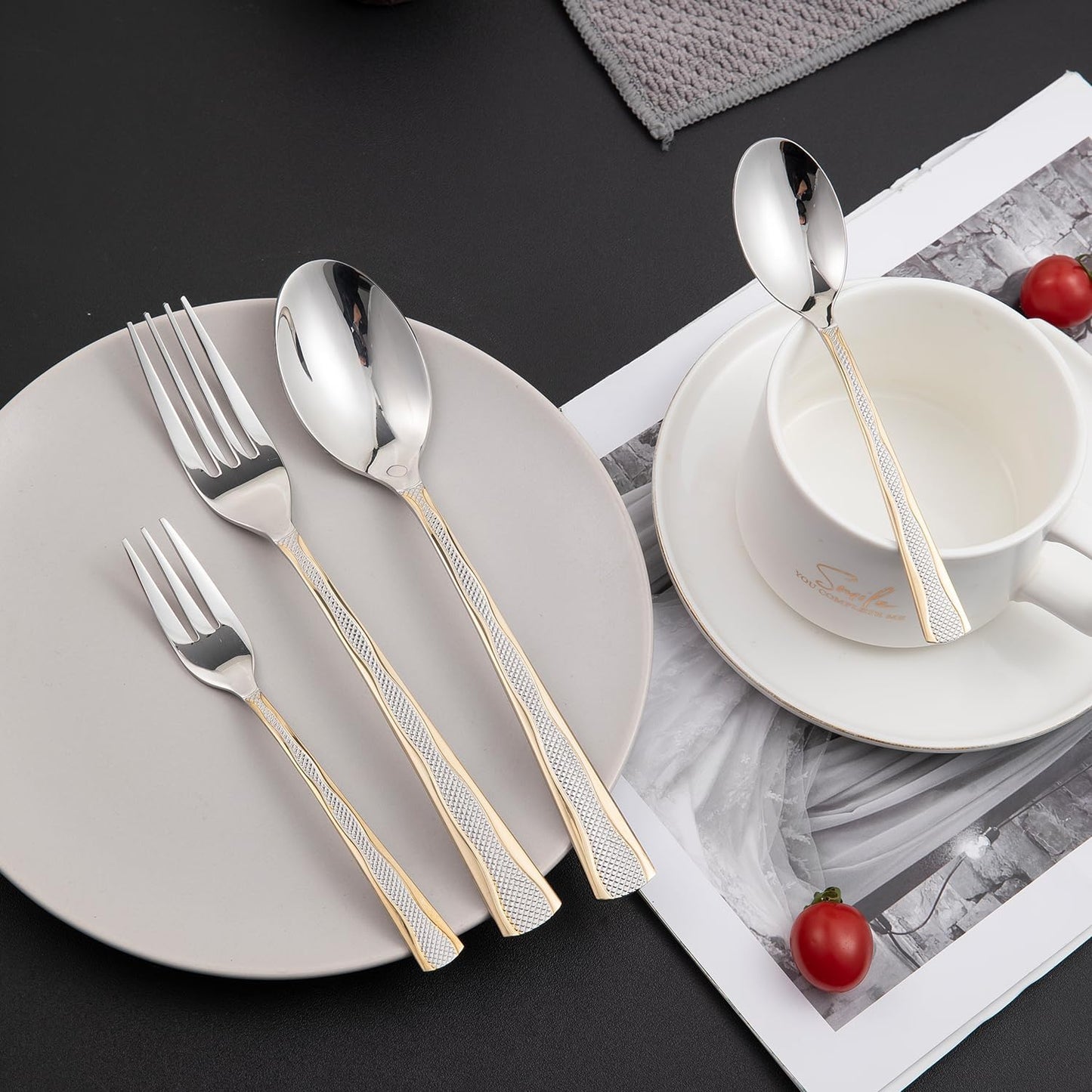 Cutlery Set of 18 / 24 Pcs Stainless Steel Flatware Set, Mirror Finish - Silverware
