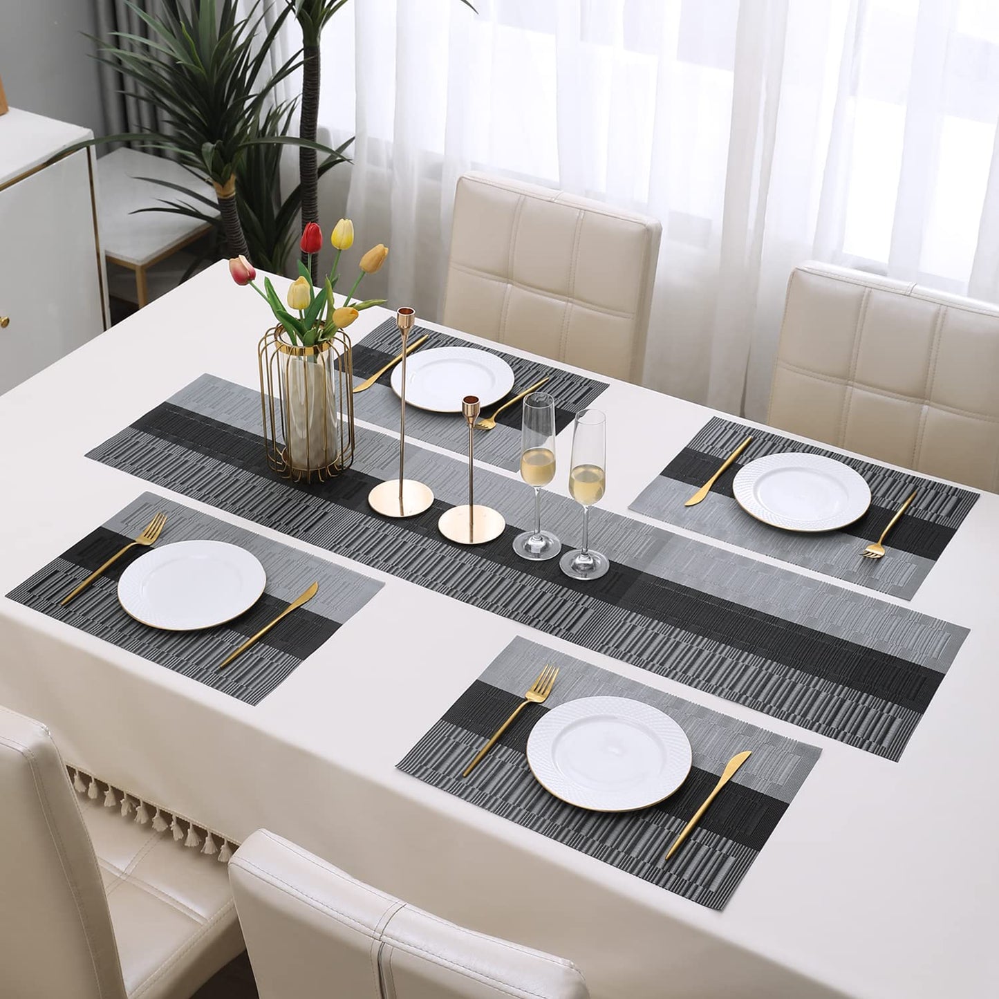 PVC Dining Table Mats, Grey