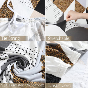 Features of Grey Brown Geometric elastic sofa cover sets