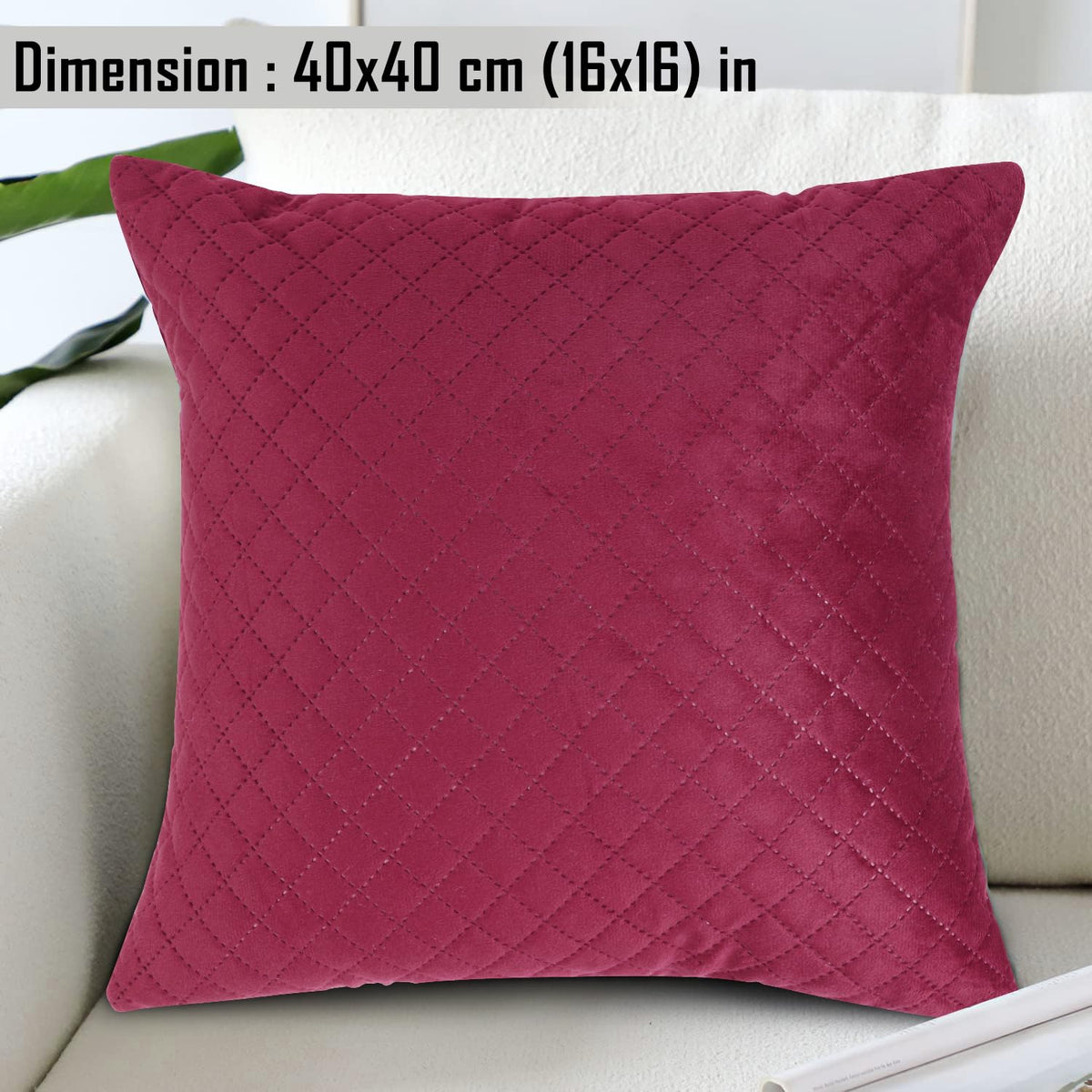 Buy Wine Colour Quilted Velvet Cushion Covers