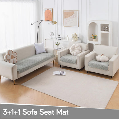 Diamond Tuft Quilted 5-Seater Sofa Mat (3+1+1), Anti-Slip, Mist Grey