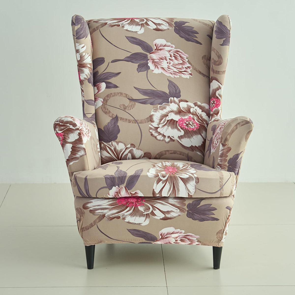 Buff Brown Geum Elastic Chair Covers for Wingback Chairs