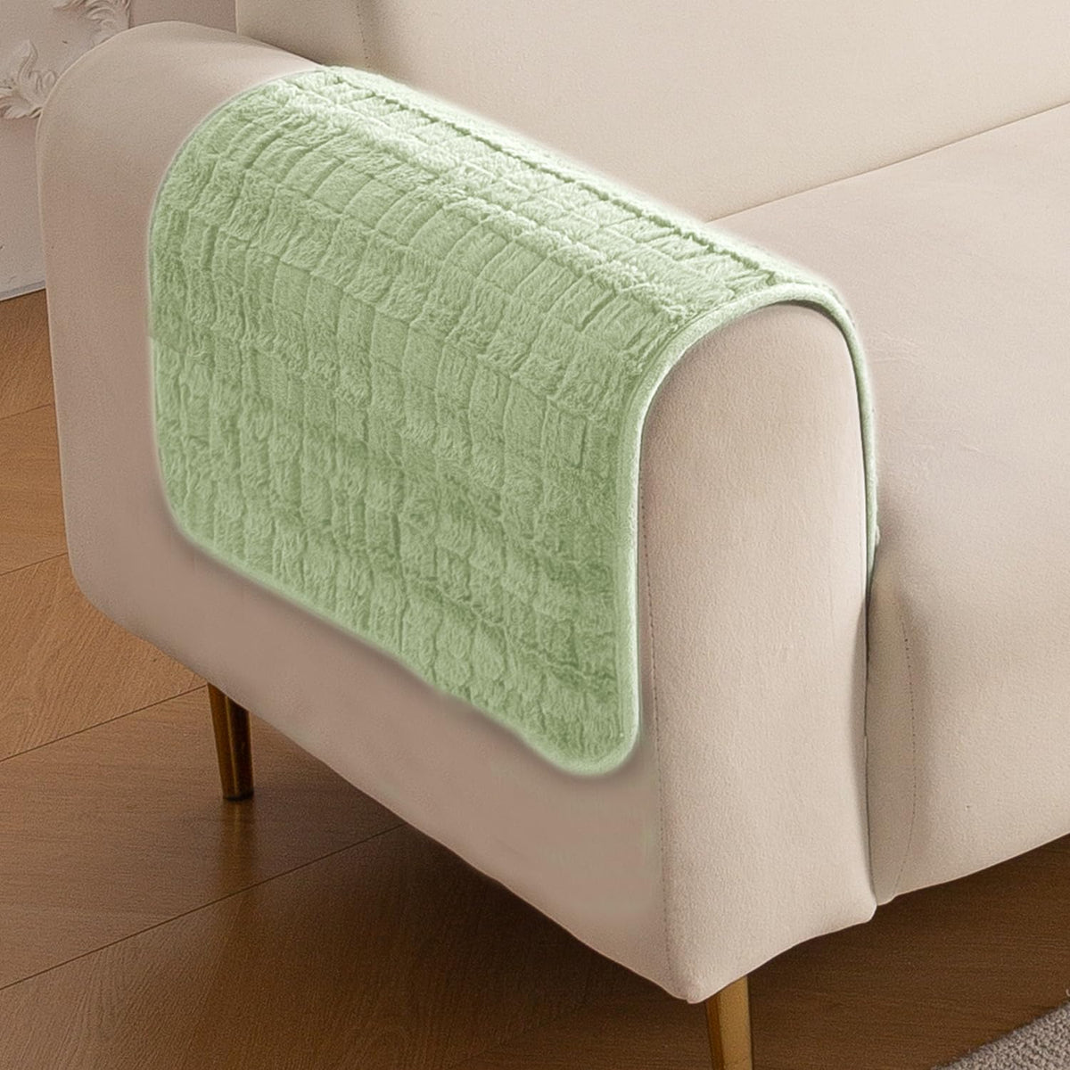 'Plush Haven' Premium Anti Slip Sofa Cover Mat, Pastel Green