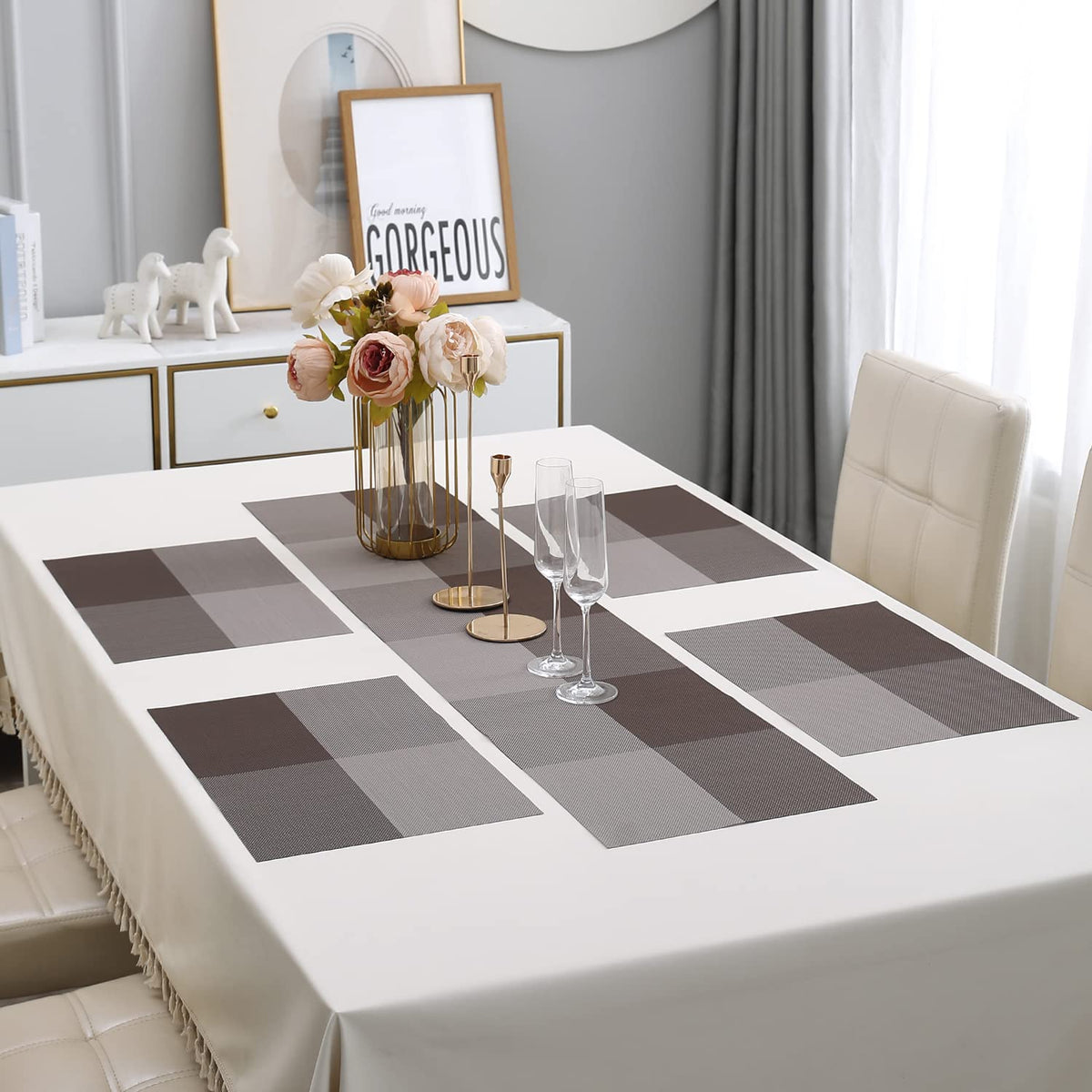 PVC Dining Table Mats, Brown