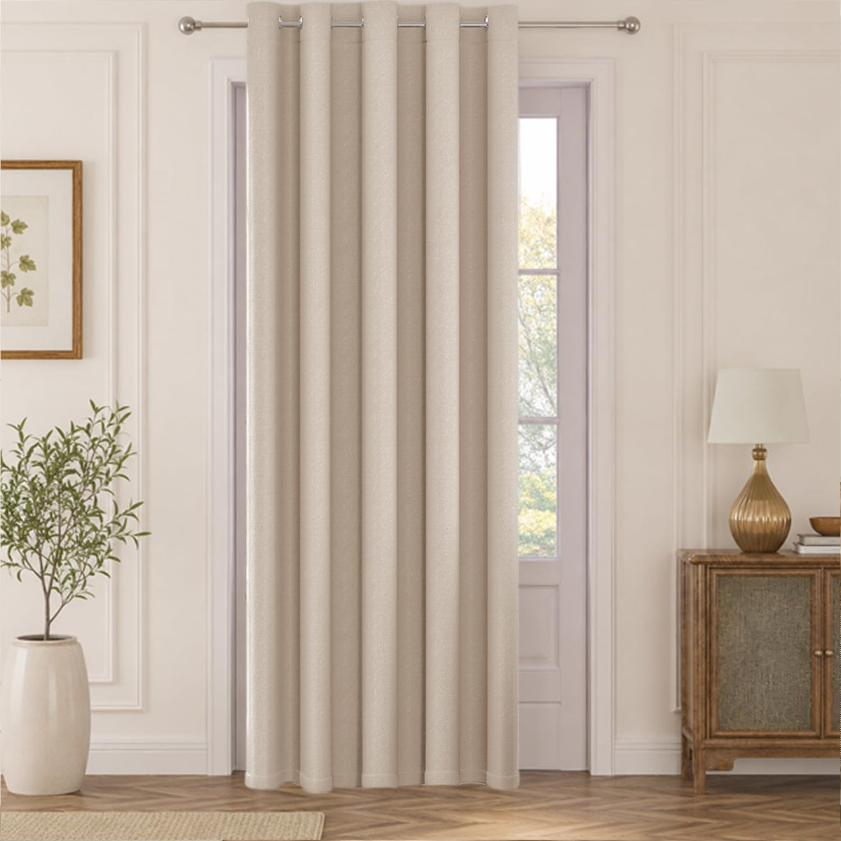 HOKIPO Atmosphere Dimout Curtains, 7 Feet Long - Almond Beige - image 2