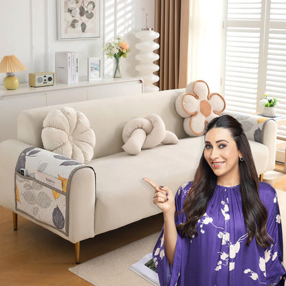 Printed Quilted Sofa Cover Mats, Multicolor Leaves