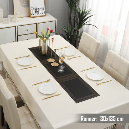 PVC Table Runner for Dinner and Coffee Table, Charcoal Black