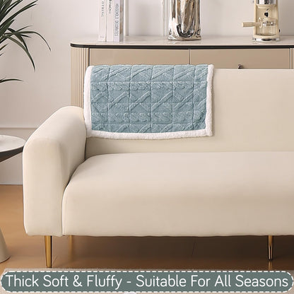 'Italian Caelora' Luxury Jacquard Plush Anti-Slip Sofa Cover Mat - Powder Blue