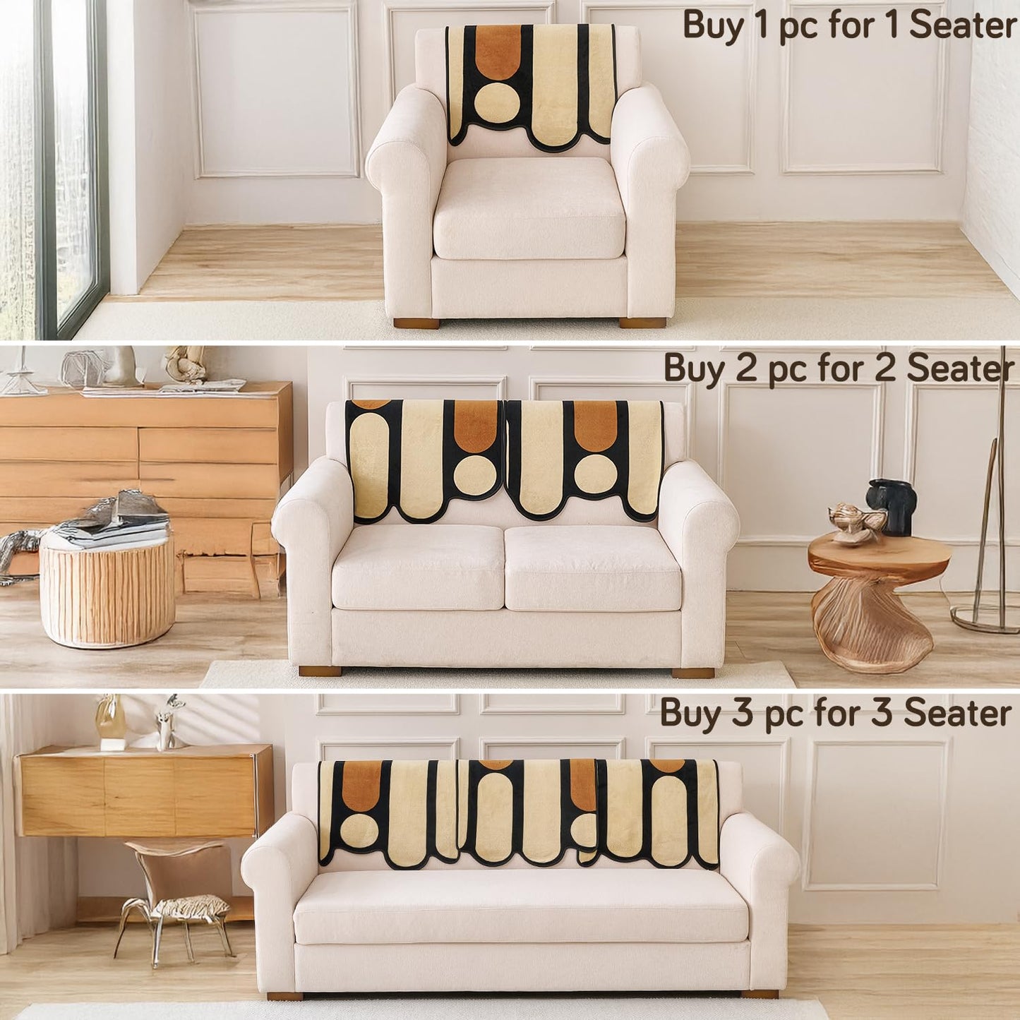 Moderna Curves All Season Sofa Cover Mat, Oyster Beige