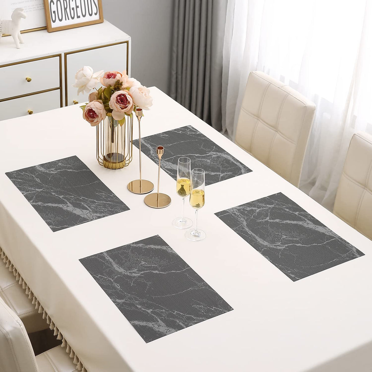 PVC Dining Table Mats, Black