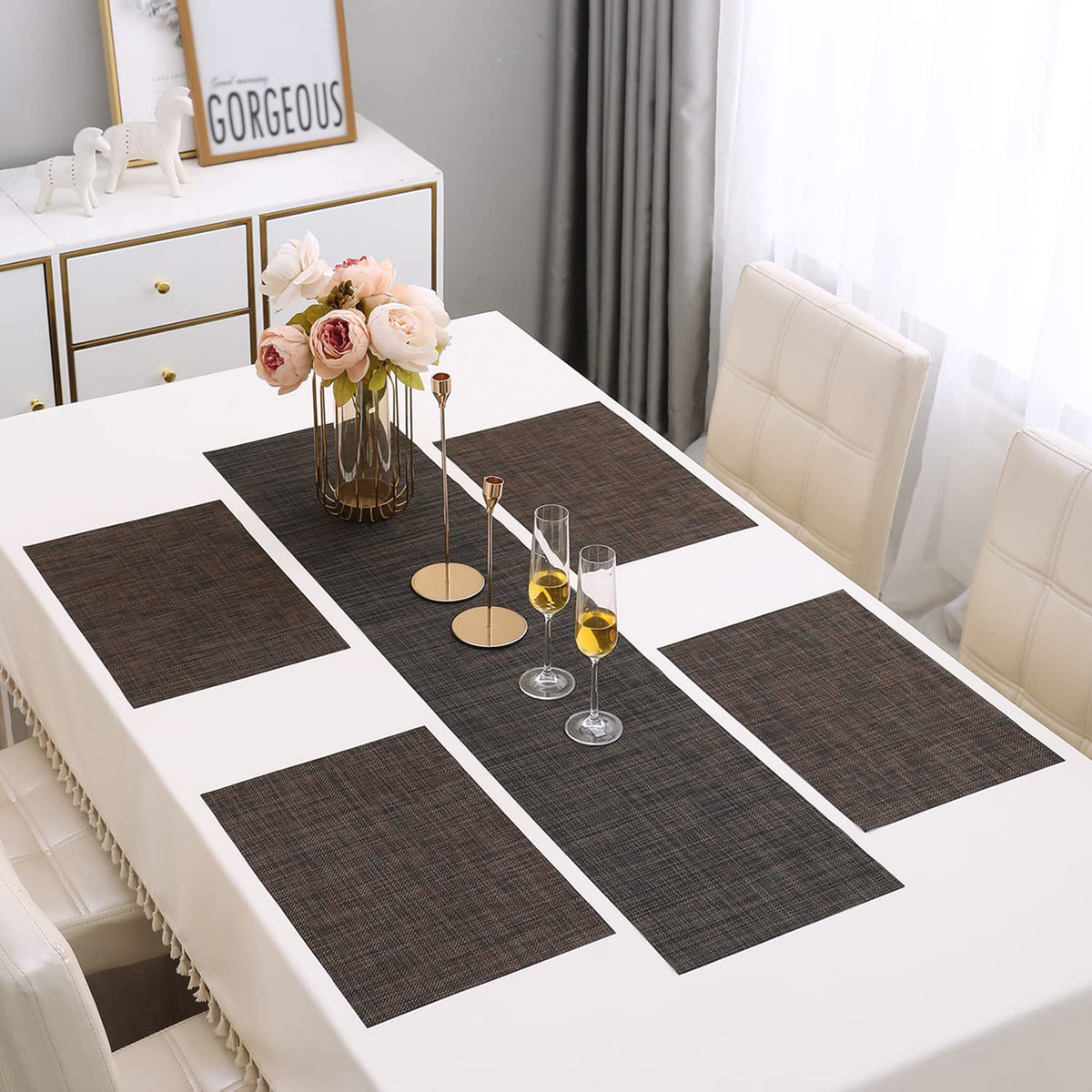 PVC Dining Table Mats, Dark Brown