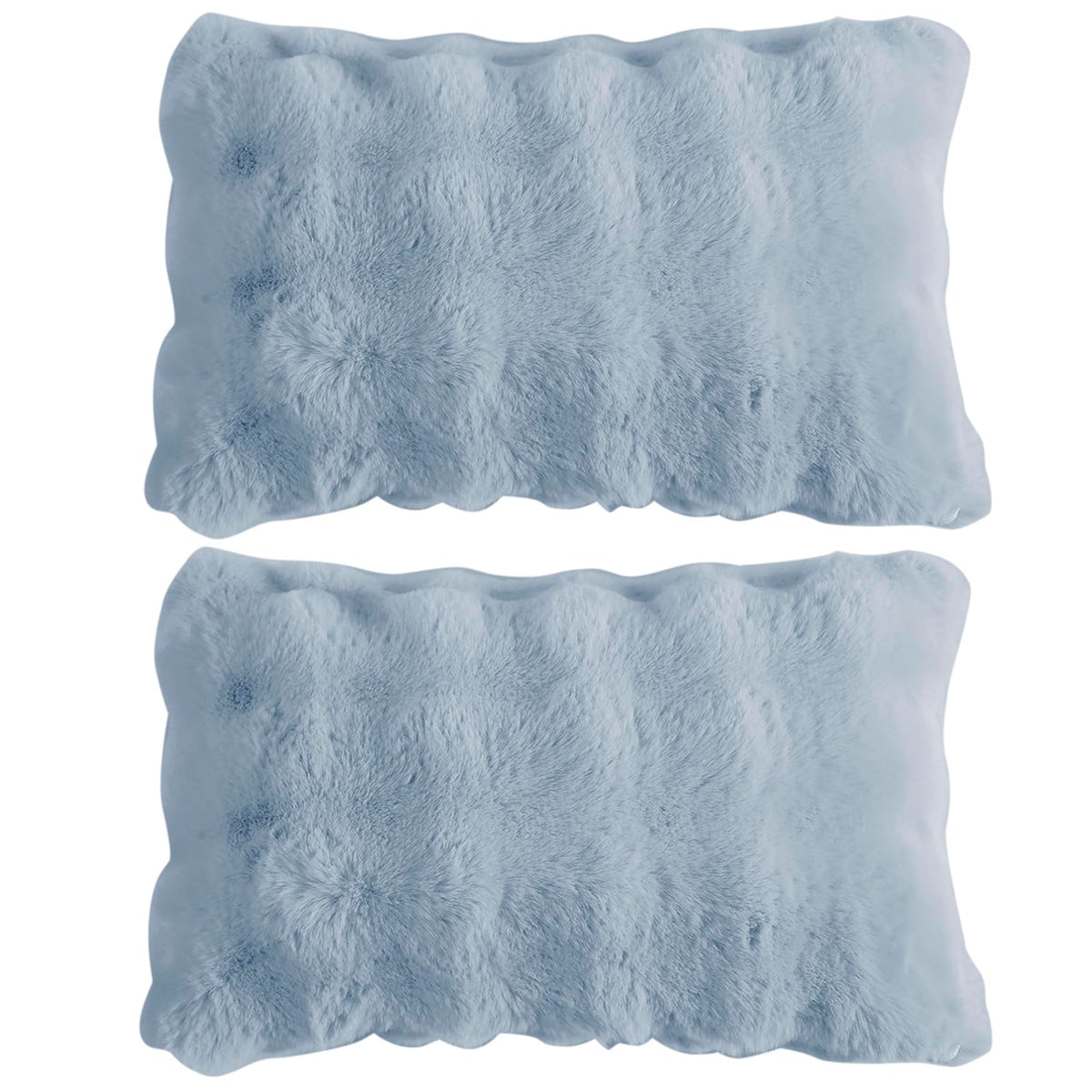 Buy cosy Charm Blue Colour Cute Zippered faux rabbit fur Cushion Covers