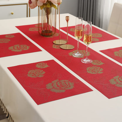 PVC Dining Table Mats, Crimson Red