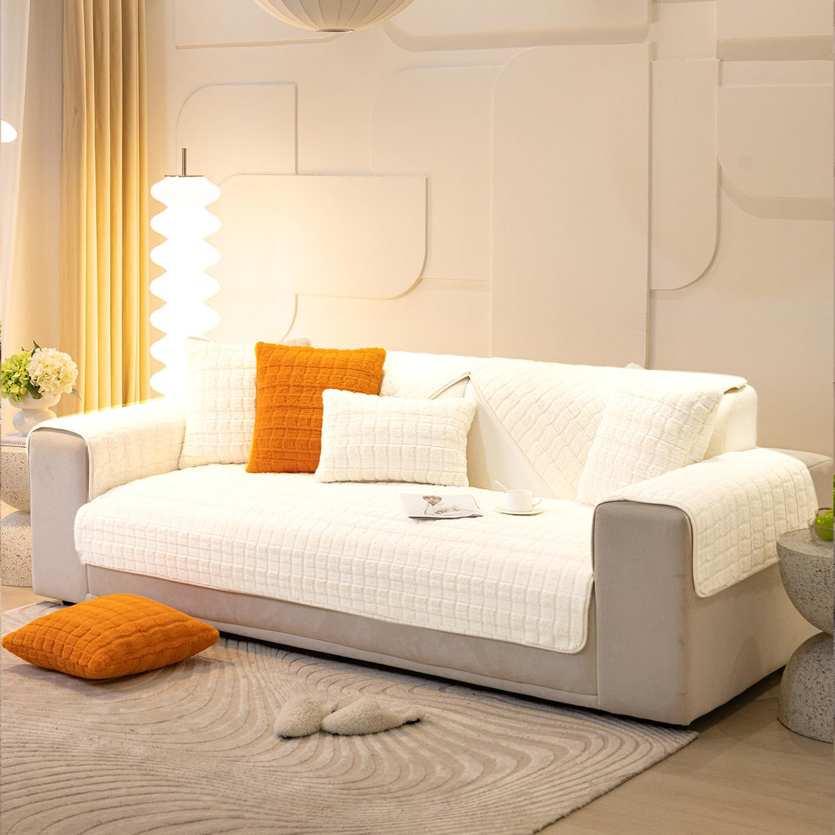 Buy cozy White Colour Zippered Plush Sofa Pillow Covers for Luxury Look