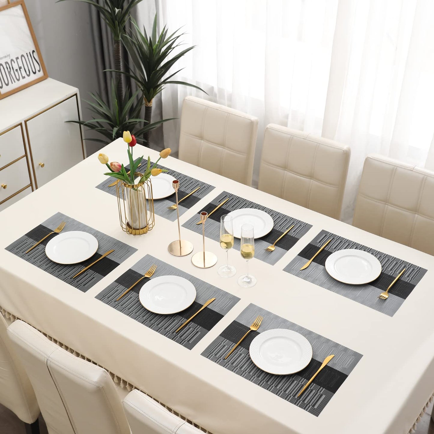 PVC Dining Table Mats, Grey