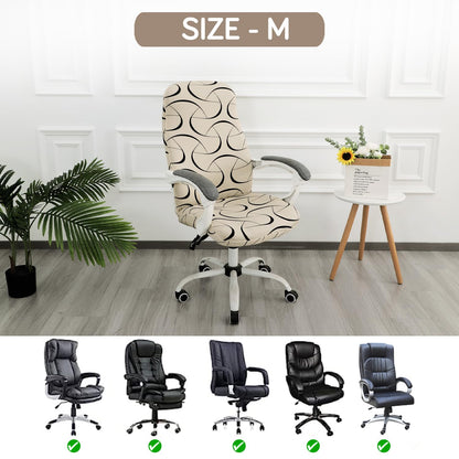 HOKIPO 140gsm Stretchable Office Chair Cover, Natural Beige Abstract Art - Medium / Large