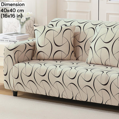 Waterproof & Quick-Dry Quilted Sofa Cover with Pockets on Armrest, Natural Beige Abstract Art
