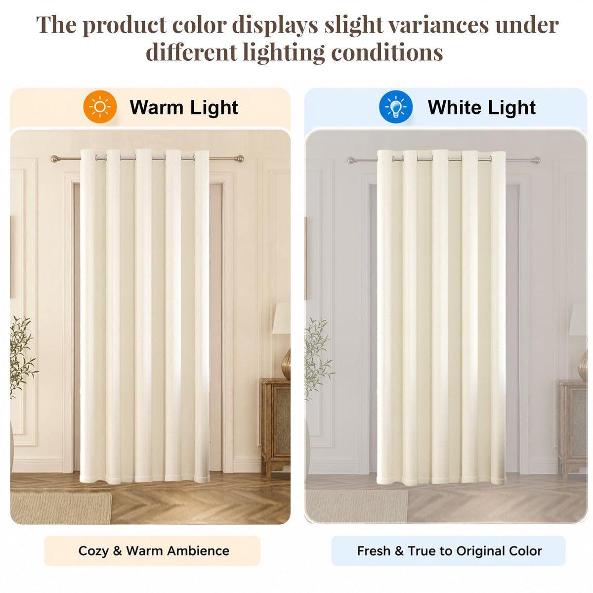 HOKIPO Atmosphere Dimout Curtains, 7 Feet Long - Ivory Cream - image 6