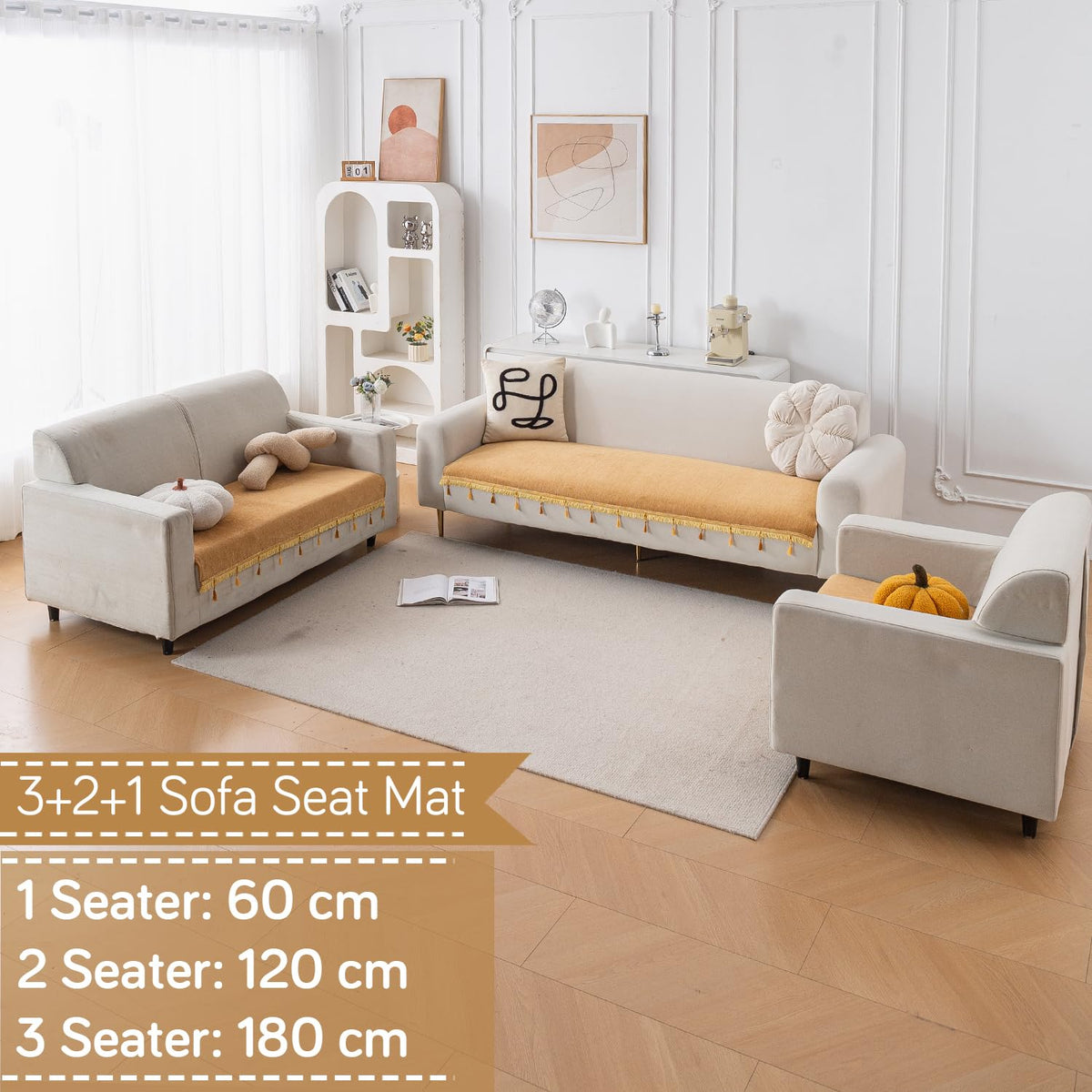 Serenity Tassel Chenille Sofa Cover with Tassel – Sunlit Amber