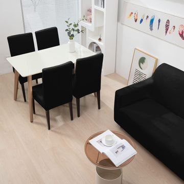 Black matching elastic velvet chair and sofa covers