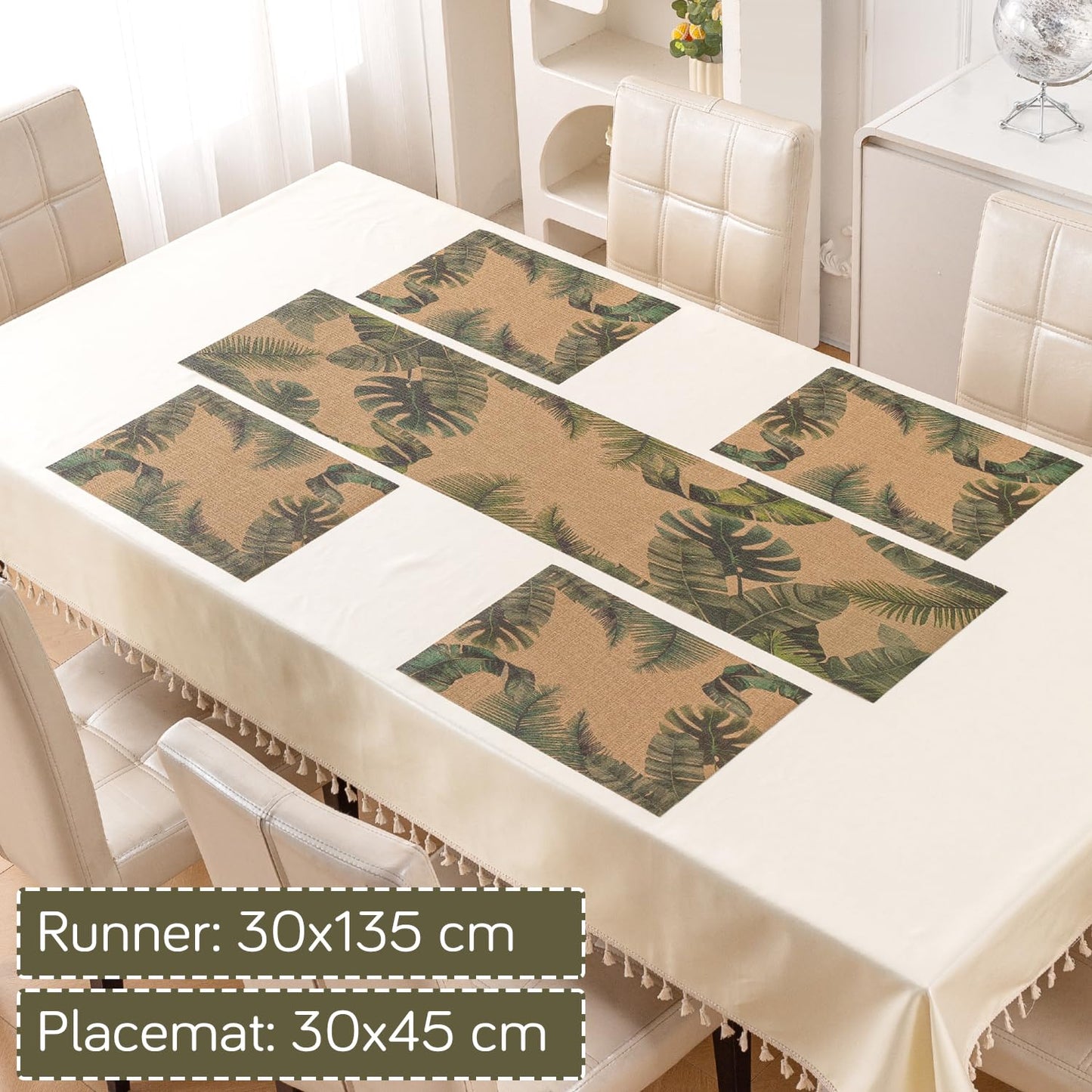 Botanical Tropic PVC Mats for Dining Table - Palm Leaves