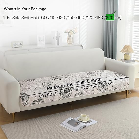 HOKIPO Quilted, Waterproof and Anti-Slip Sofa Cover Mat, Dandelion Anchor Grey