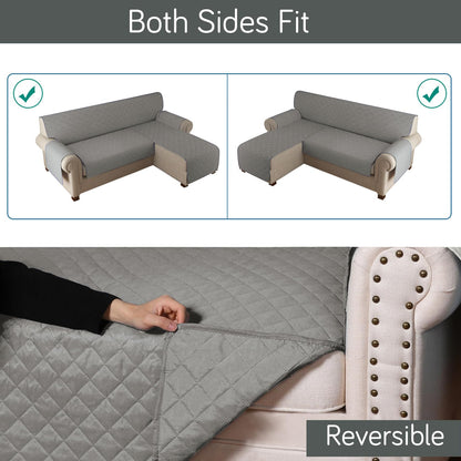 HOKIPO Quilted Reversible One Piece L Shape 4/5/6 Seater Sofa Cover Mat, Light Grey
