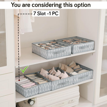 Lingerie Organizer for Women – Bra Organizer for Wardrobe & Drawers | Foldable Innerwear Organiser for Bras, Camisoles | Non-Woven Fabric, Grey leaves