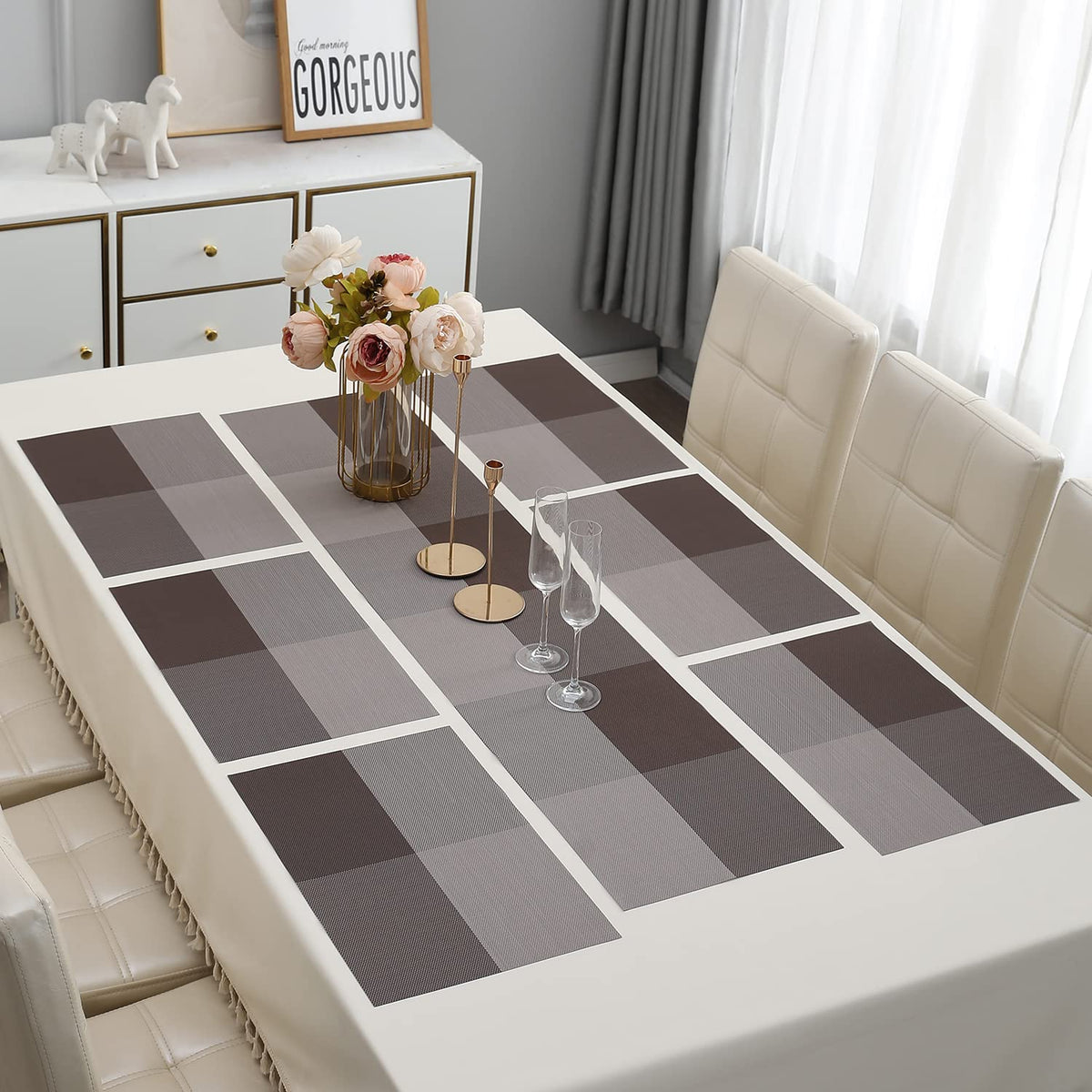 PVC Dining Table Mats, Brown