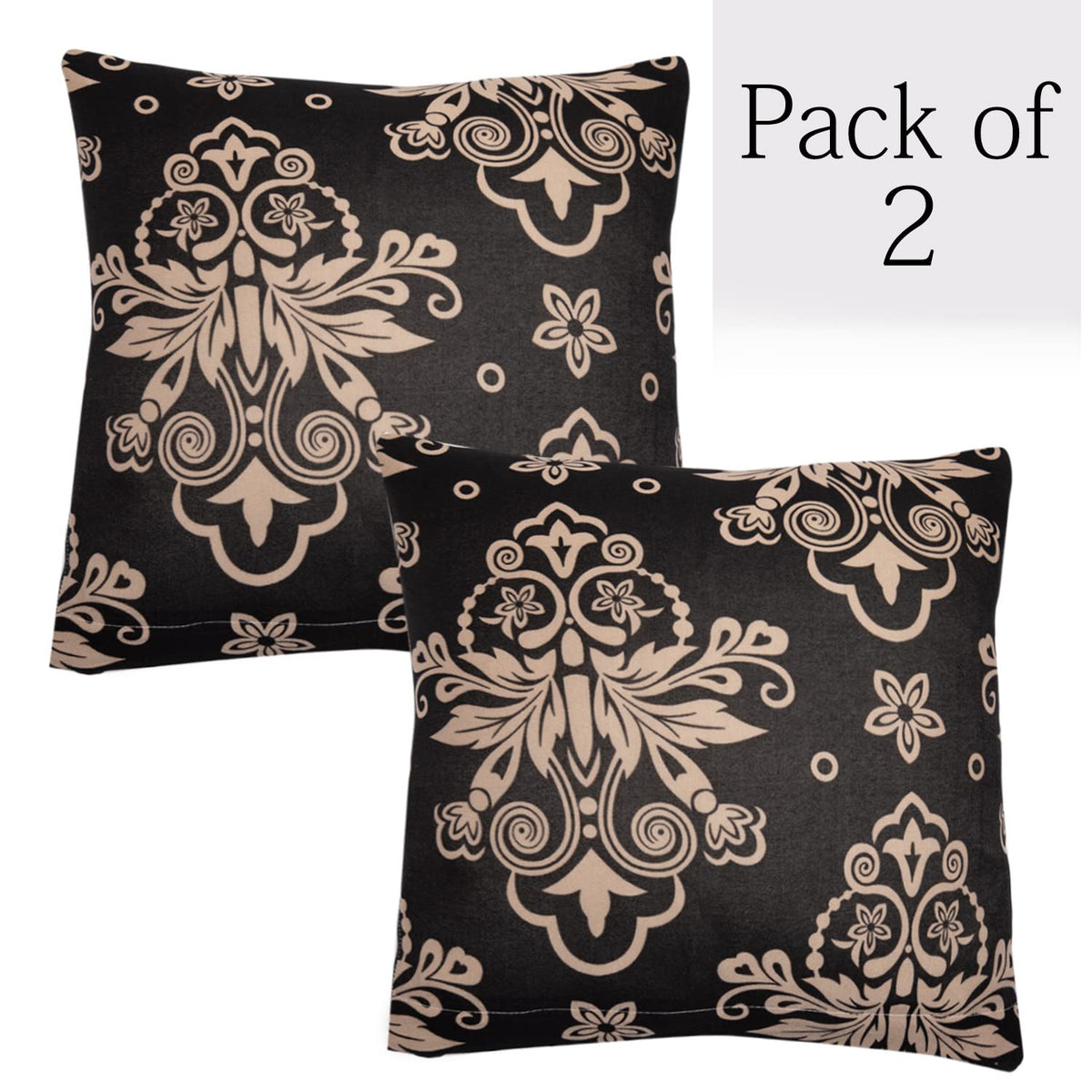 Fancy Black Damask Printed zippered pillow covers online